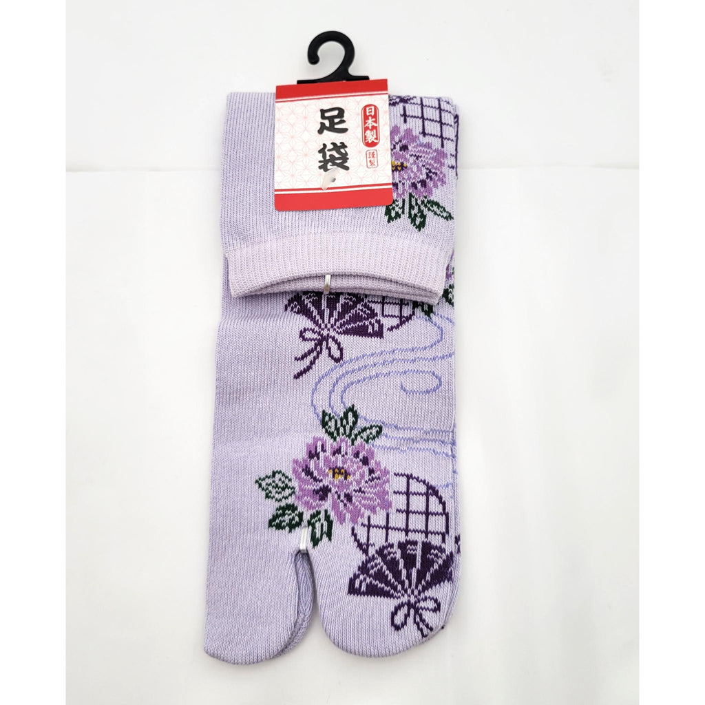 Chaussettes Japonaises Tabi - Motif Flour Eventail - Taille Eu34-40 -　par lot de 6 paires