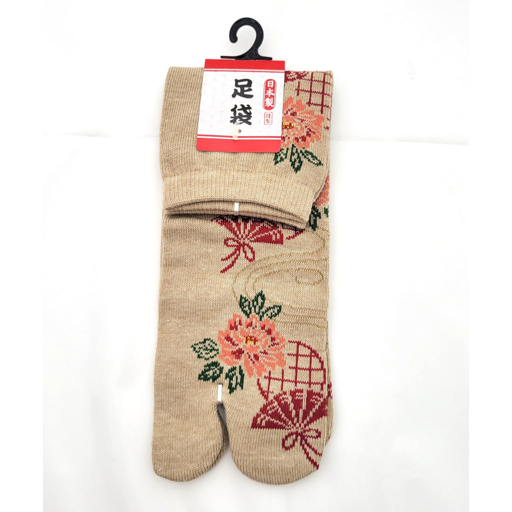 Chaussettes Japonaises Tabi - Motif Flour Eventail - Taille Eu34-40 -　par lot de 6 paires
