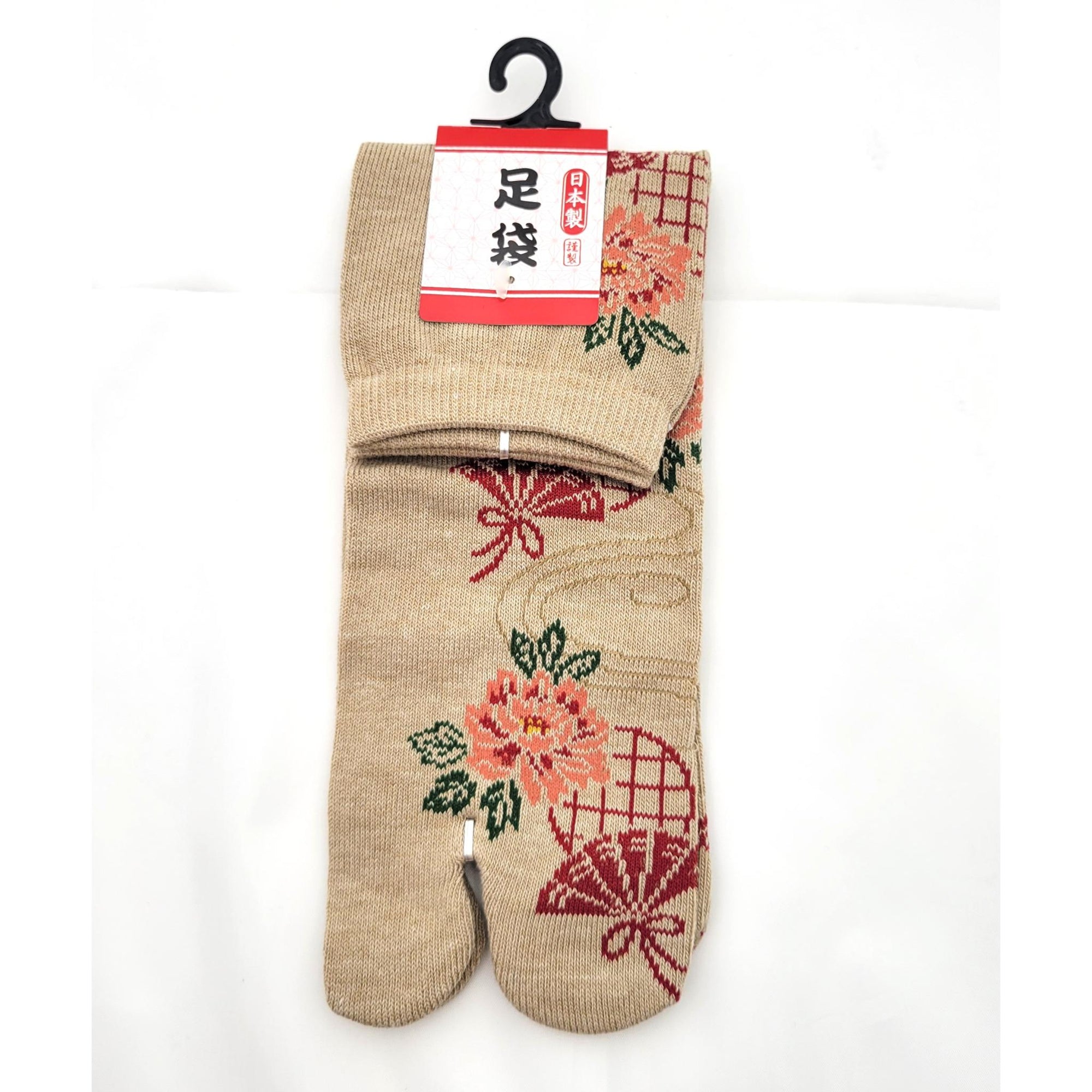 Chaussettes Japonaises Tabi - Motif Flour Eventail - Taille Eu34-40 -　par lot de 6 paires