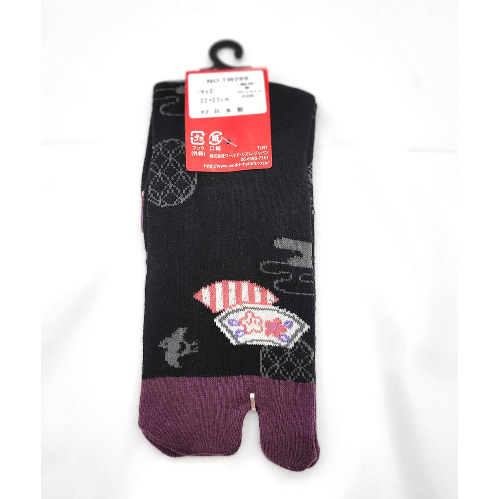 Chaussettes Japonaises Tabi - Motif Sensu Eventail - Taille Eu34-40 - par lot de 6 paires