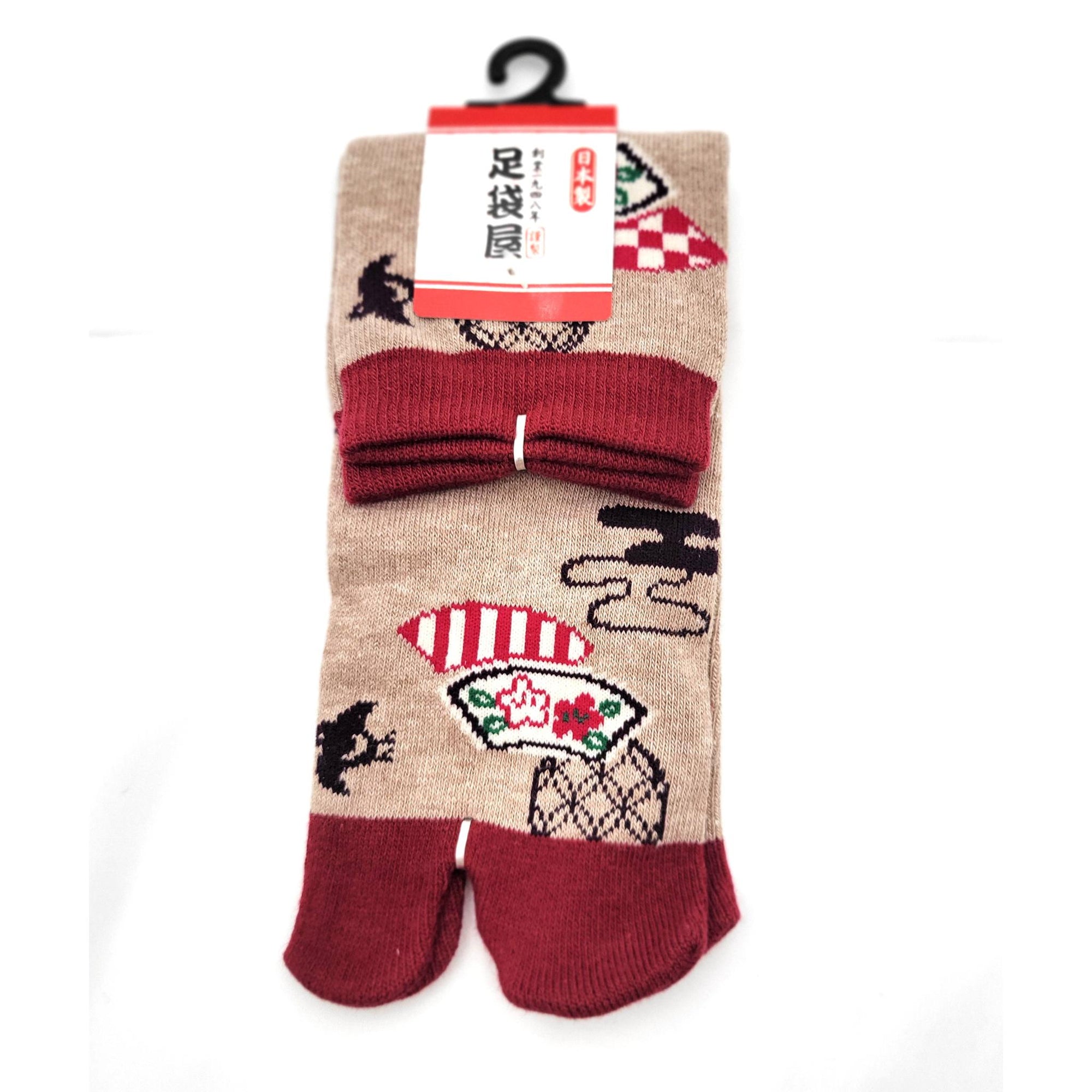 Chaussettes Japonaises Tabi - Motif Sensu Eventail - Taille Eu34-40 - par lot de 6 paires