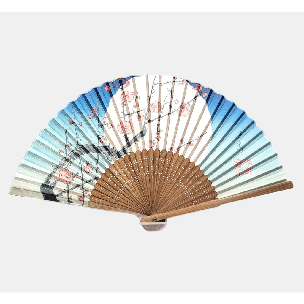 Collection Eventail AOI - Motif UKIYOE Japonais Hiroshige Plum rouge et Grue　Lot de 5