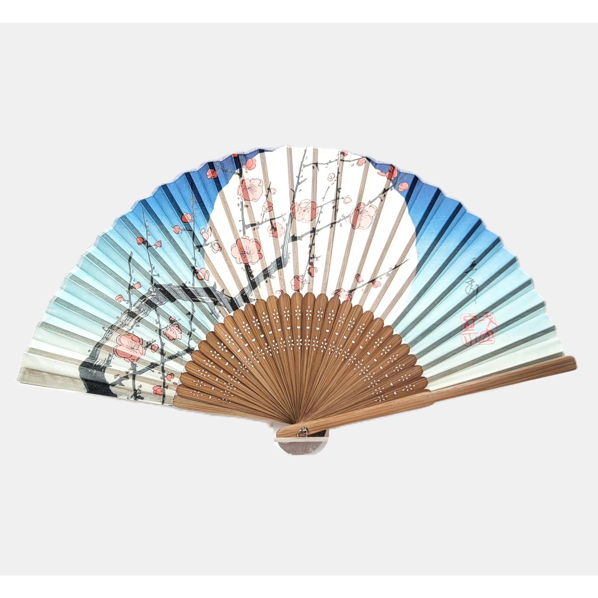 Collection Eventail AOI - Motif UKIYOE Japonais Hiroshige Plum rouge et Grue　Lot de 5
