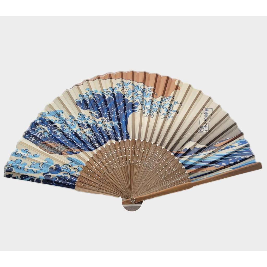 Collection Eventail AOI - Motif UKIYOE Japonais HOKISAI - Le Mont Fuji rouge et les vagues Lot de 5