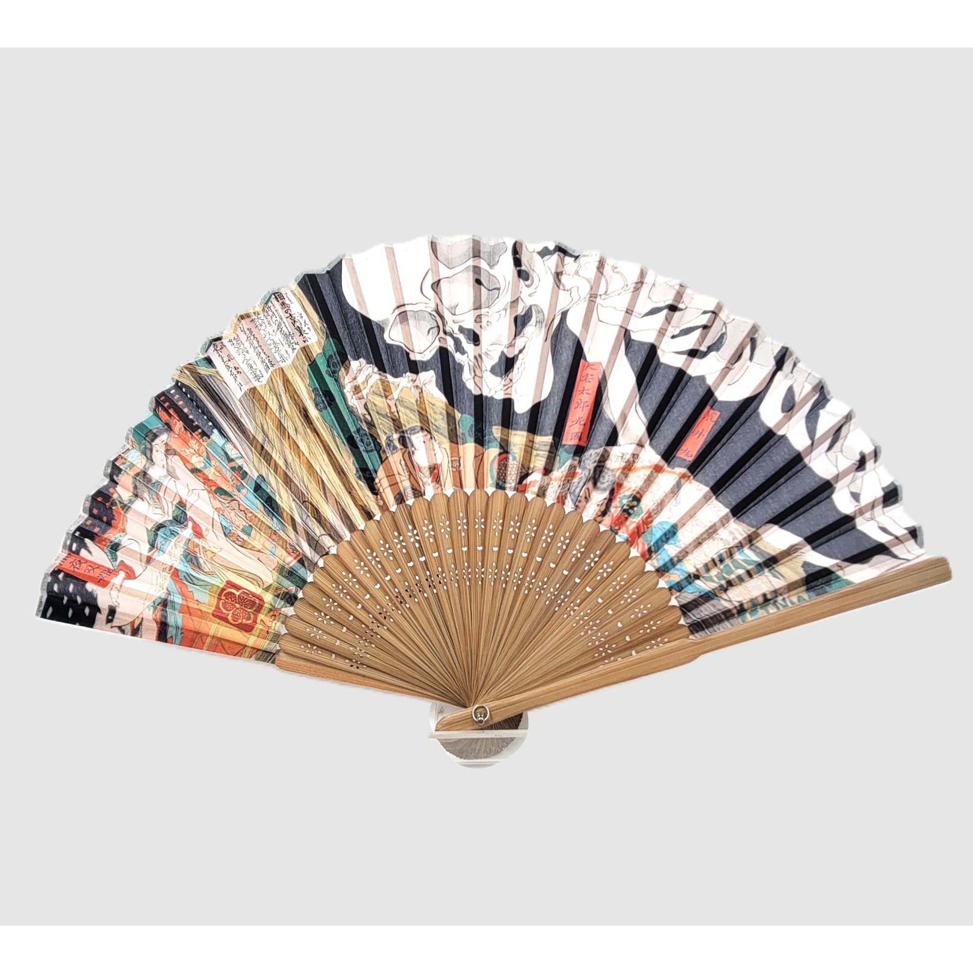 Collection Eventail AOI - Motif UKIYOE Japonais Kuniyoshi Heroes et Skelton Lot de 5