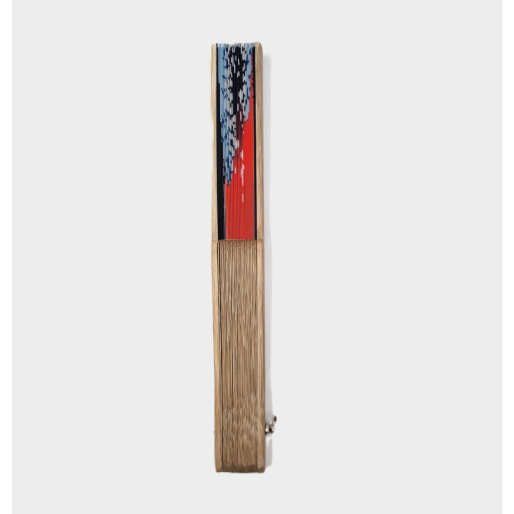 Collection Eventail AOI - Motif UKIYOE Japonais HOKISAI - Le Mont Fuji rouge et les vagues Lot de 5