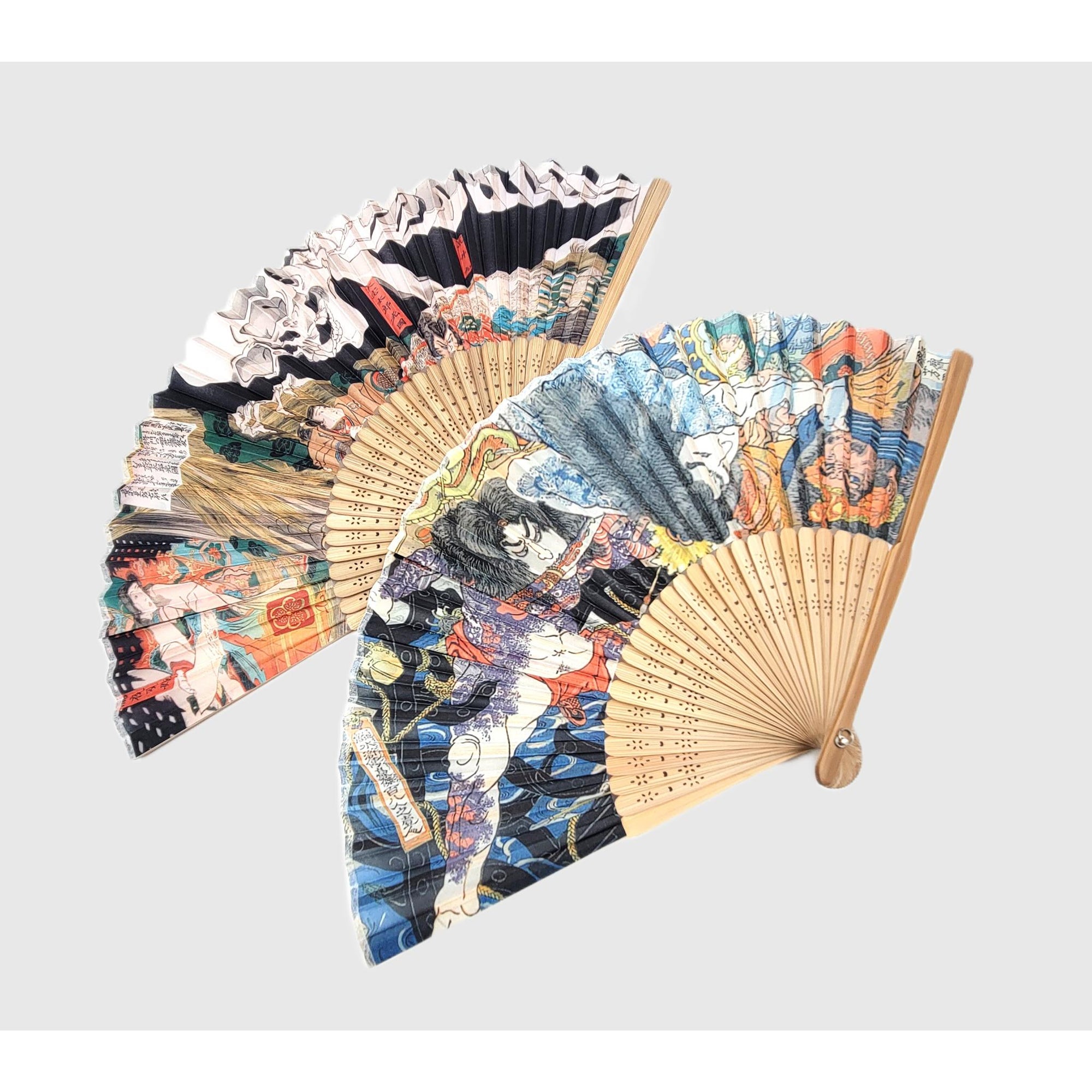 Collection Eventail AOI - Motif UKIYOE Japonais Kuniyoshi Heroes et Skelton Lot de 5