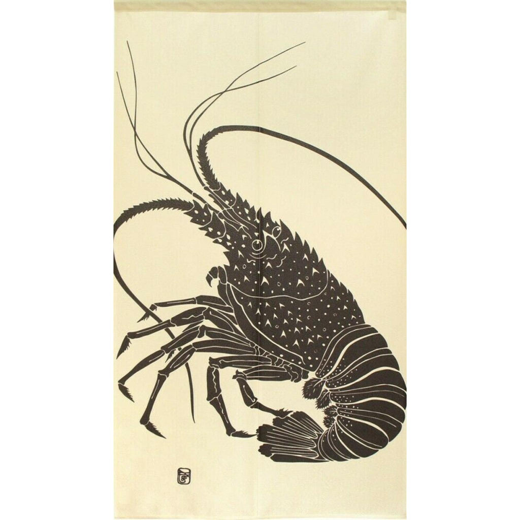 Noren Japanese Door Curtains Lobster Pattern Black