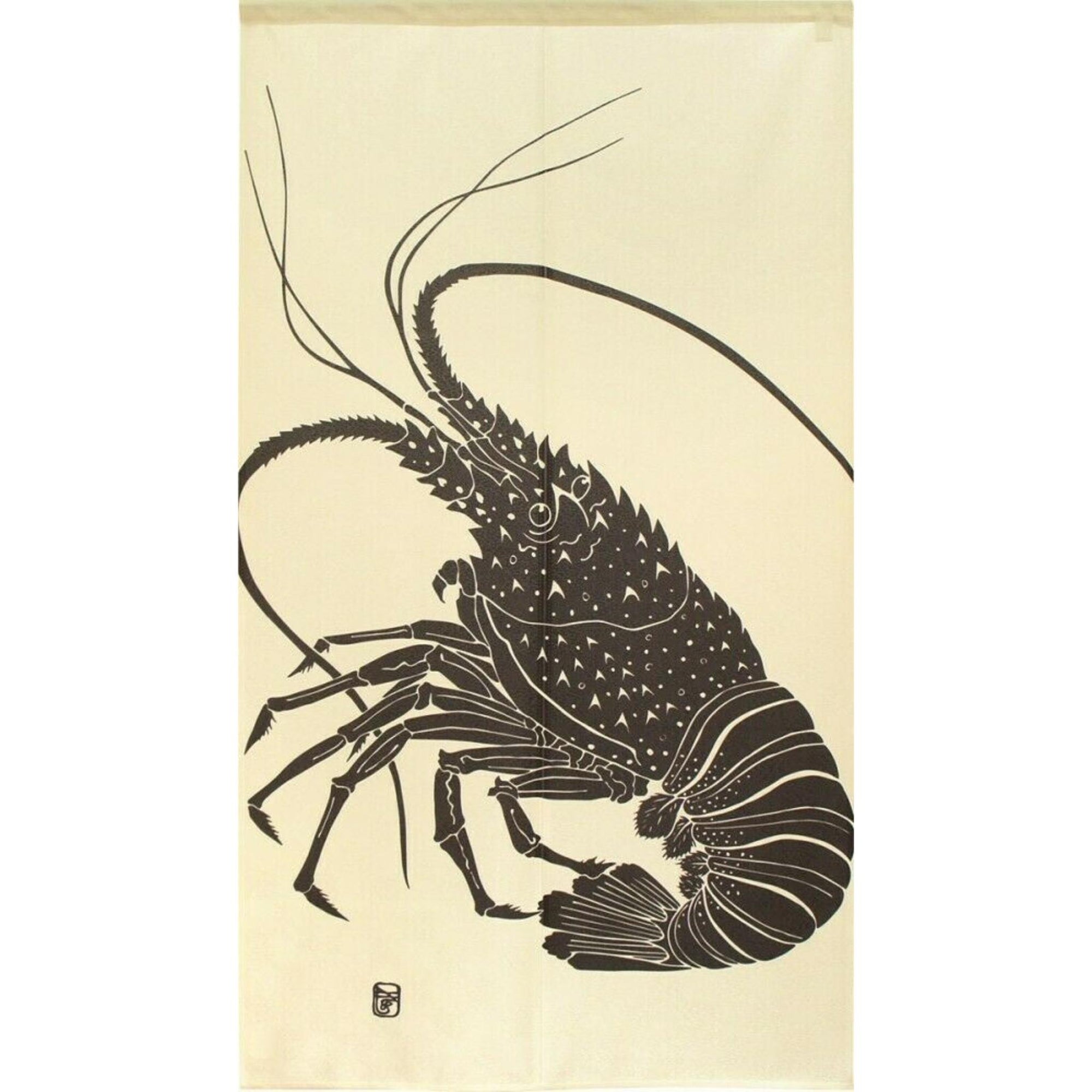 Noren Japanese Door Curtains Lobster Pattern Black