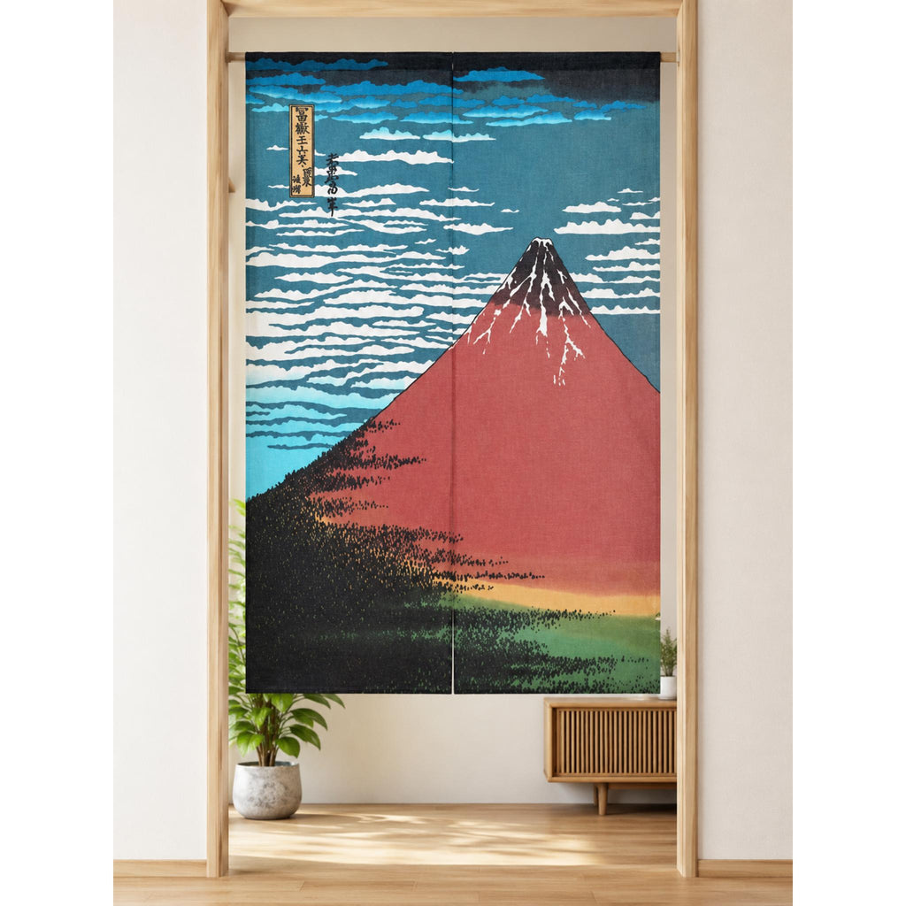Noren Japanese door curtains with Mount Fuji pattern