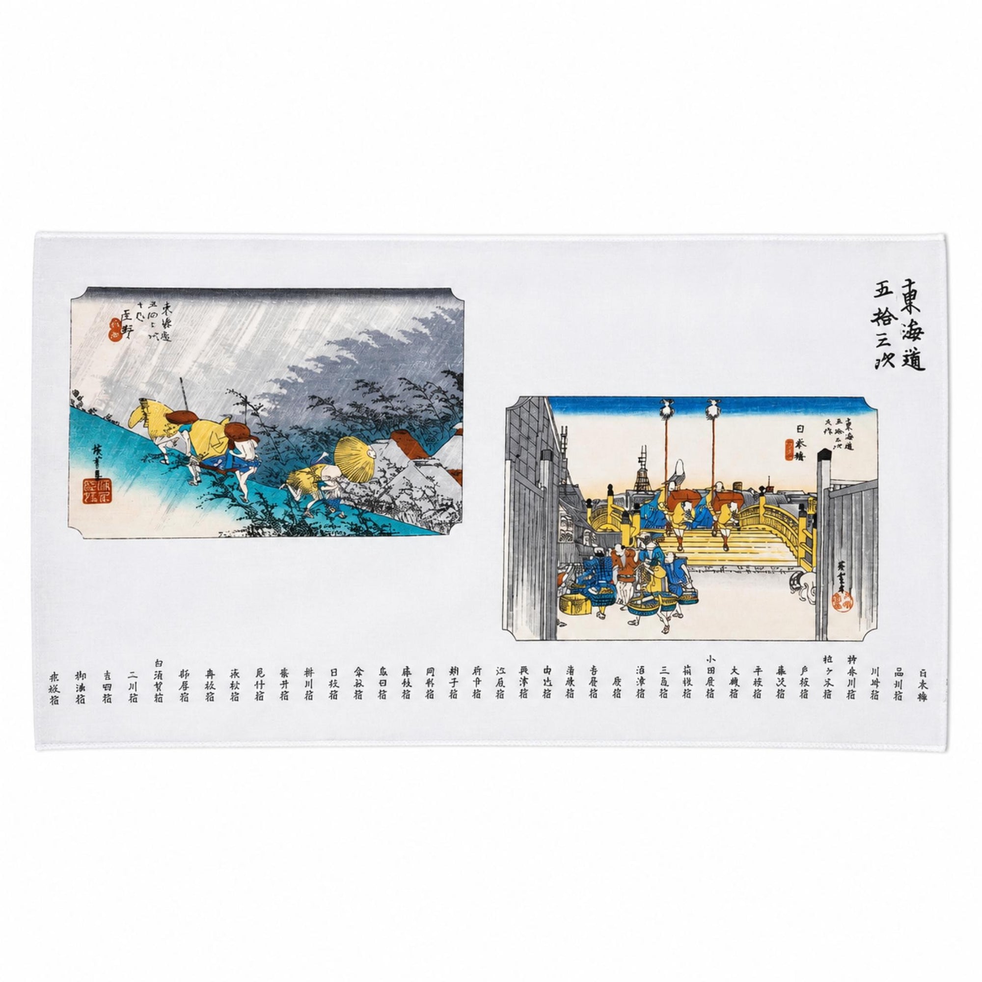 Tenugui serviette japonaise 100% coton imprimé avec reproduction d'estampes Pont de Tokyo de l'artiste japonais Utagawa Hiroshige - LOT 5