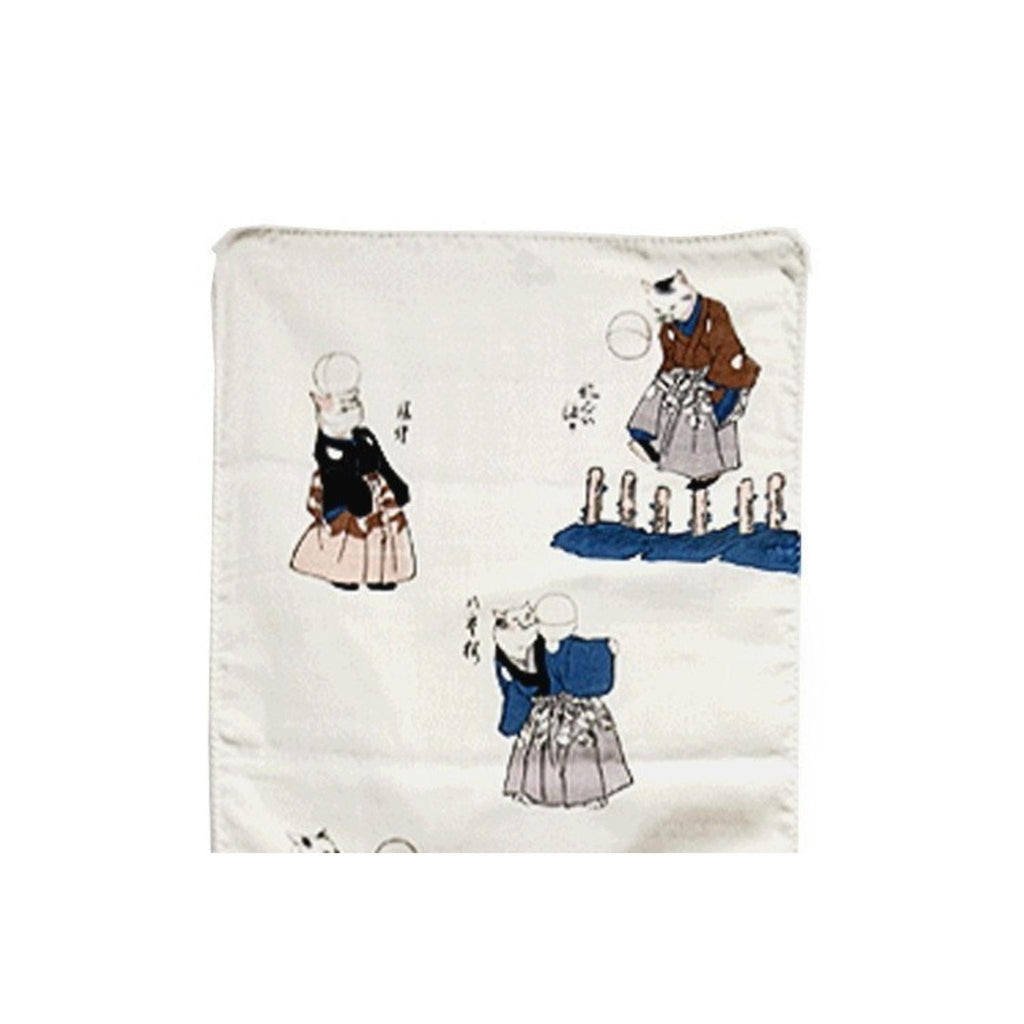 Tenugui serviette japonaise 100% coton imprimé avec reproduction d'estampe Chats Sportifs de l'artiste japonais Utagawa Kuniyoshi, bandeau