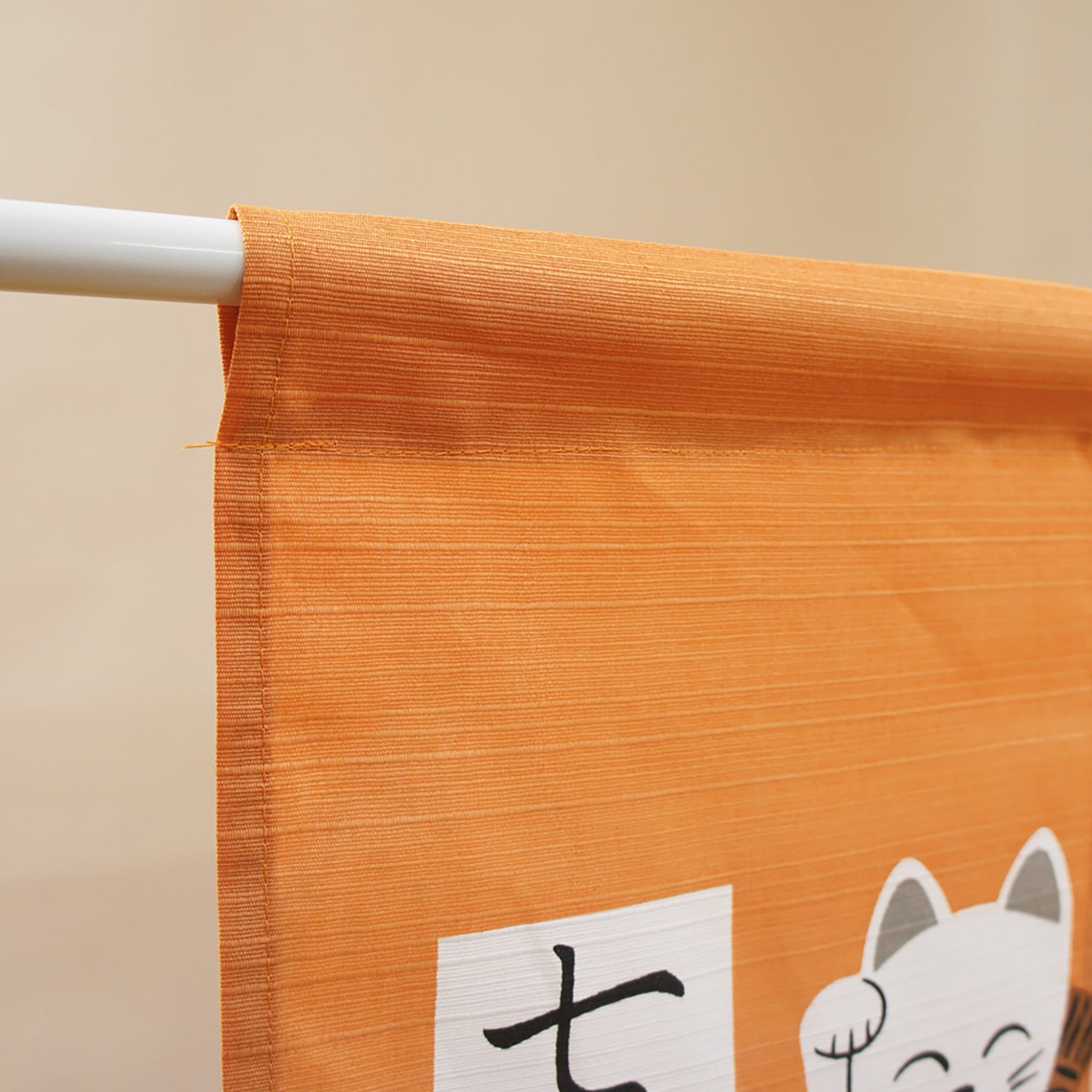 Noren Japanese Curtain - Seven Orange Fortune Cats