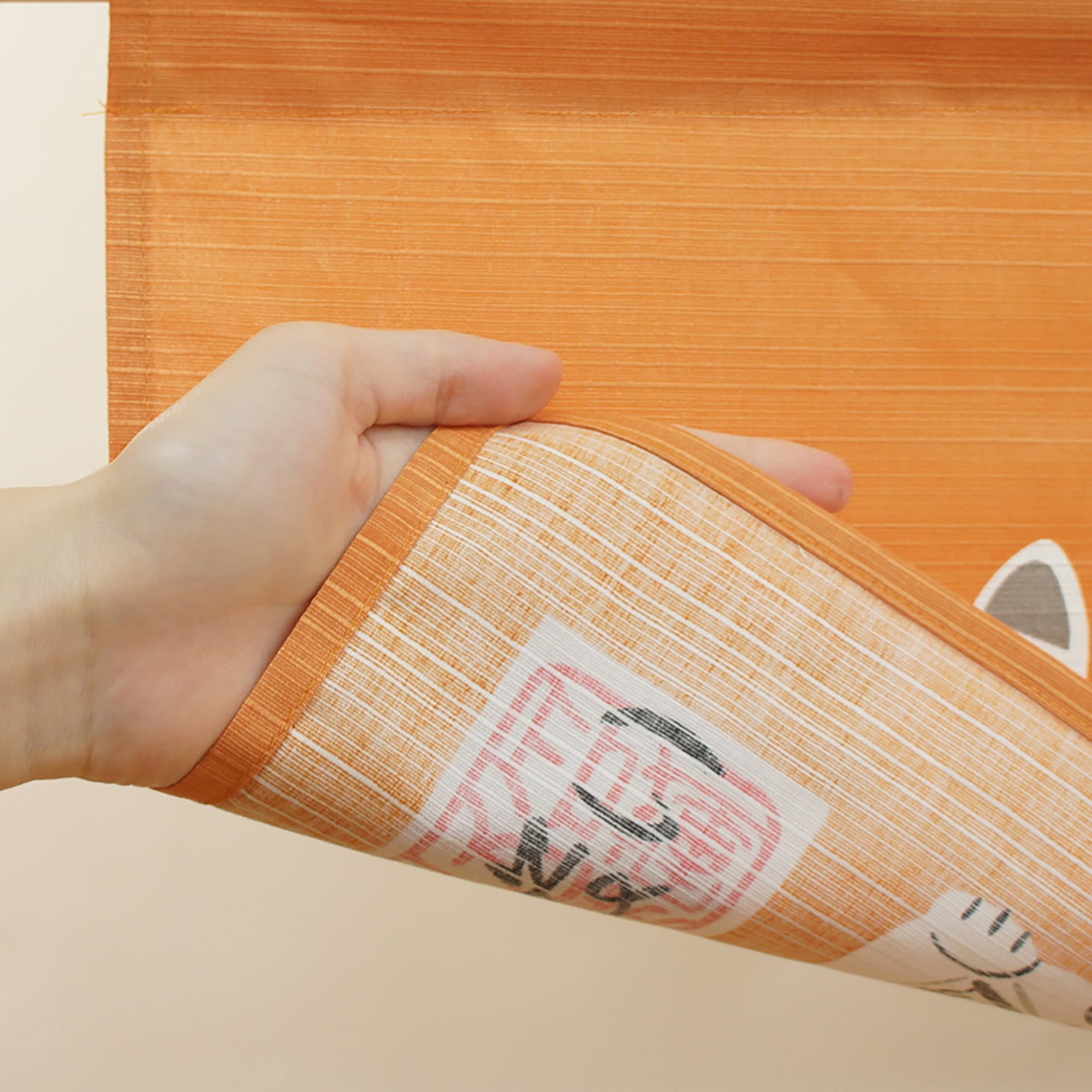 Noren Japanese Curtain - Seven Orange Fortune Cats