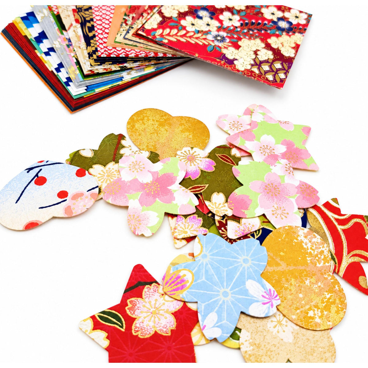 20 autocollants Fleurs de Sakura & 50 papiers Chiyogami japonais de Kyoto