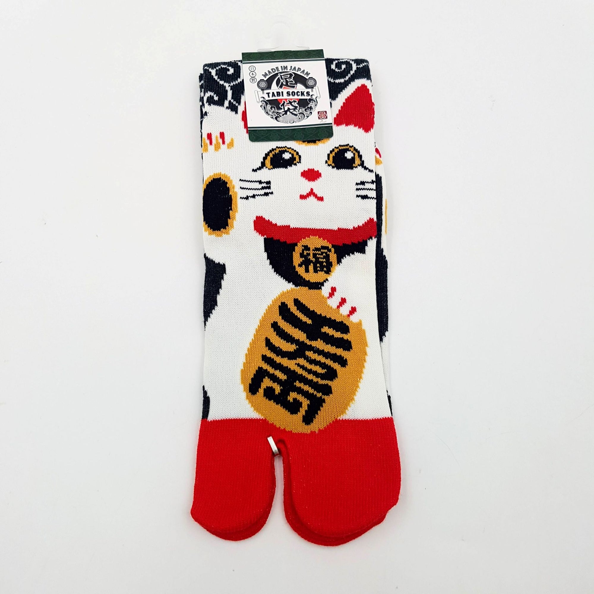 Chaussettes Japonaises Tabi en Coton - Maneki Neko Chat Taille Large