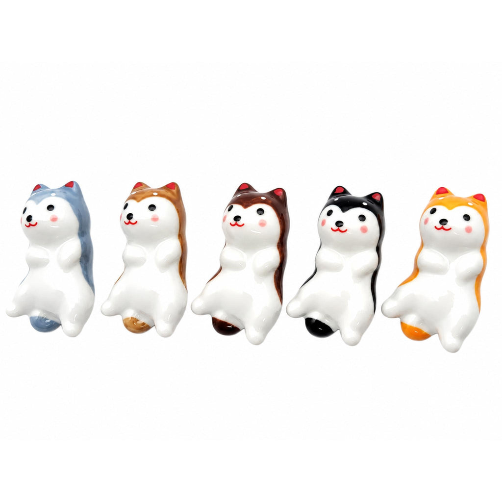 Repose-baguettes Shiba Inu couché en céramique - Lot de 10
