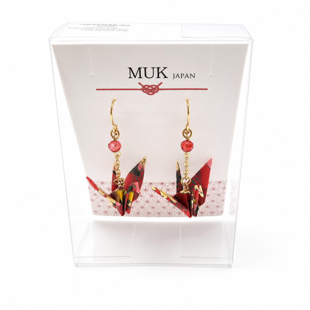 Boucle d'oreille japonaise Origami Tsuru Grue MUK    LOT de 3