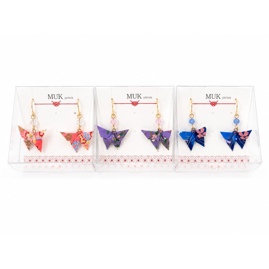 Boucle d'oreille japonaise Origami papillons MUK  Lot de 3