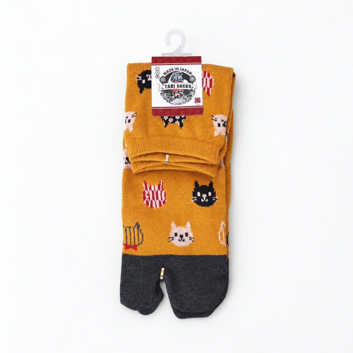 Chaussettes Japonaises Tabi - Chat Multicolore - Taille EU 34-40 - Lot de 6 paires