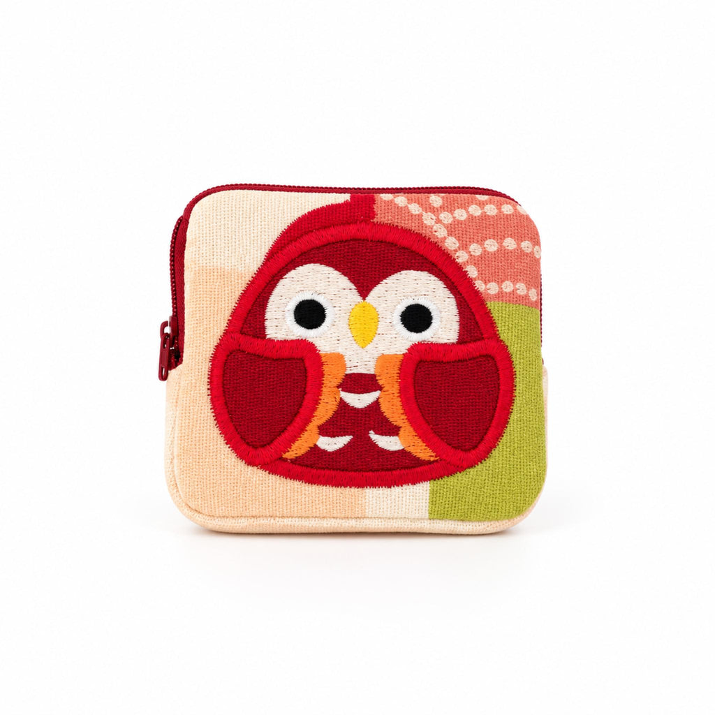 Pochette porte-monnaie Chirimen KAWAII ANIMAL japonaise 100% soie motif: Hibou