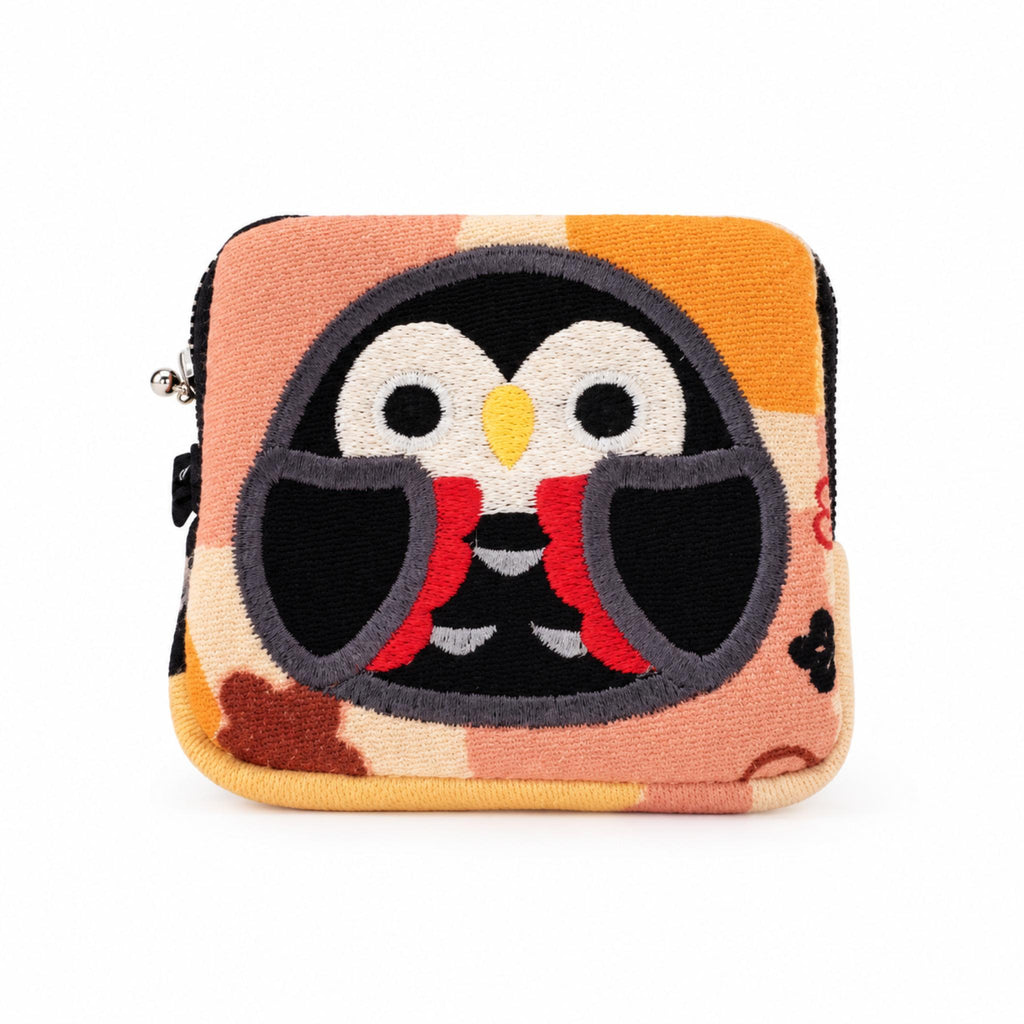 Pochette porte-monnaie Chirimen KAWAII ANIMAL japonaise 100% soie motif: Hibou