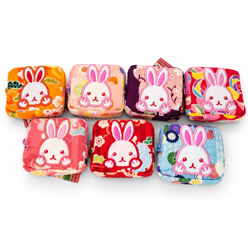 Pochette porte-monnaie Chirimen KAWAII ANIMAL japonaise 100% soie motif: Lapin