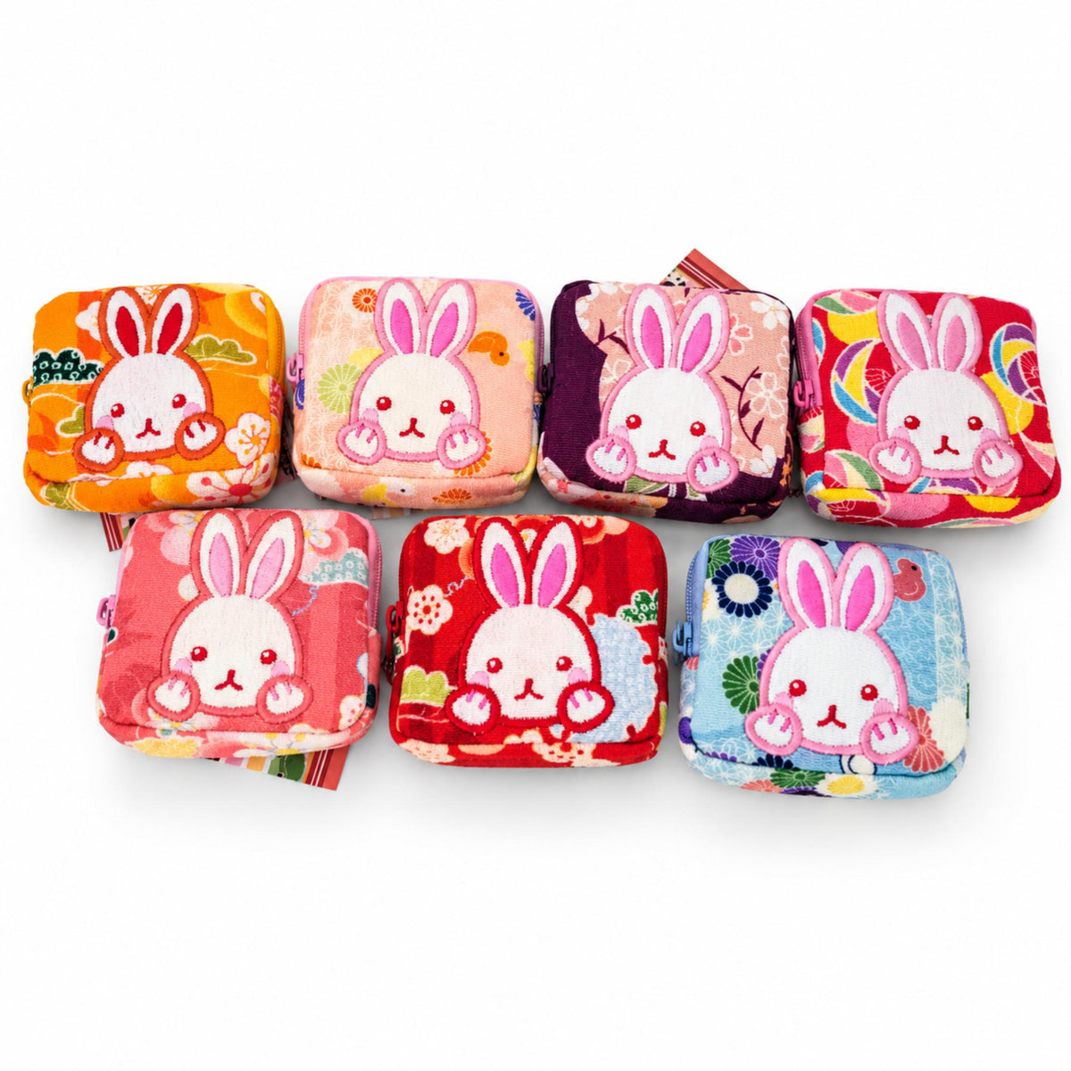 Pochette porte-monnaie Chirimen KAWAII ANIMAL japonaise 100% soie motif: Lapin