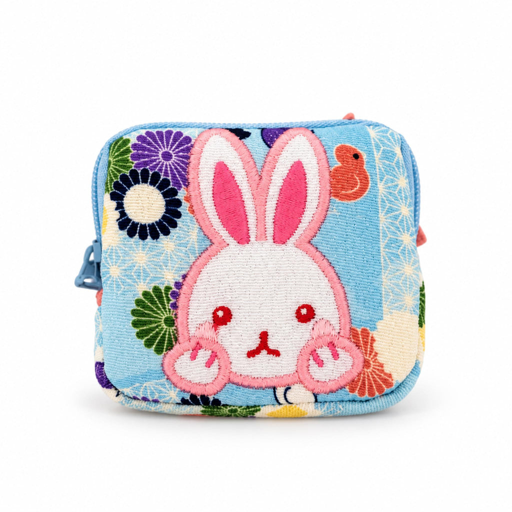 Pochette porte-monnaie Chirimen KAWAII ANIMAL japonaise 100% soie motif: Lapin