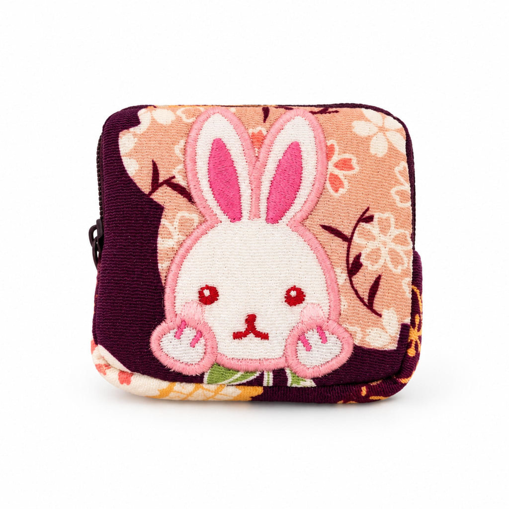 Pochette porte-monnaie Chirimen KAWAII ANIMAL japonaise 100% soie motif: Lapin