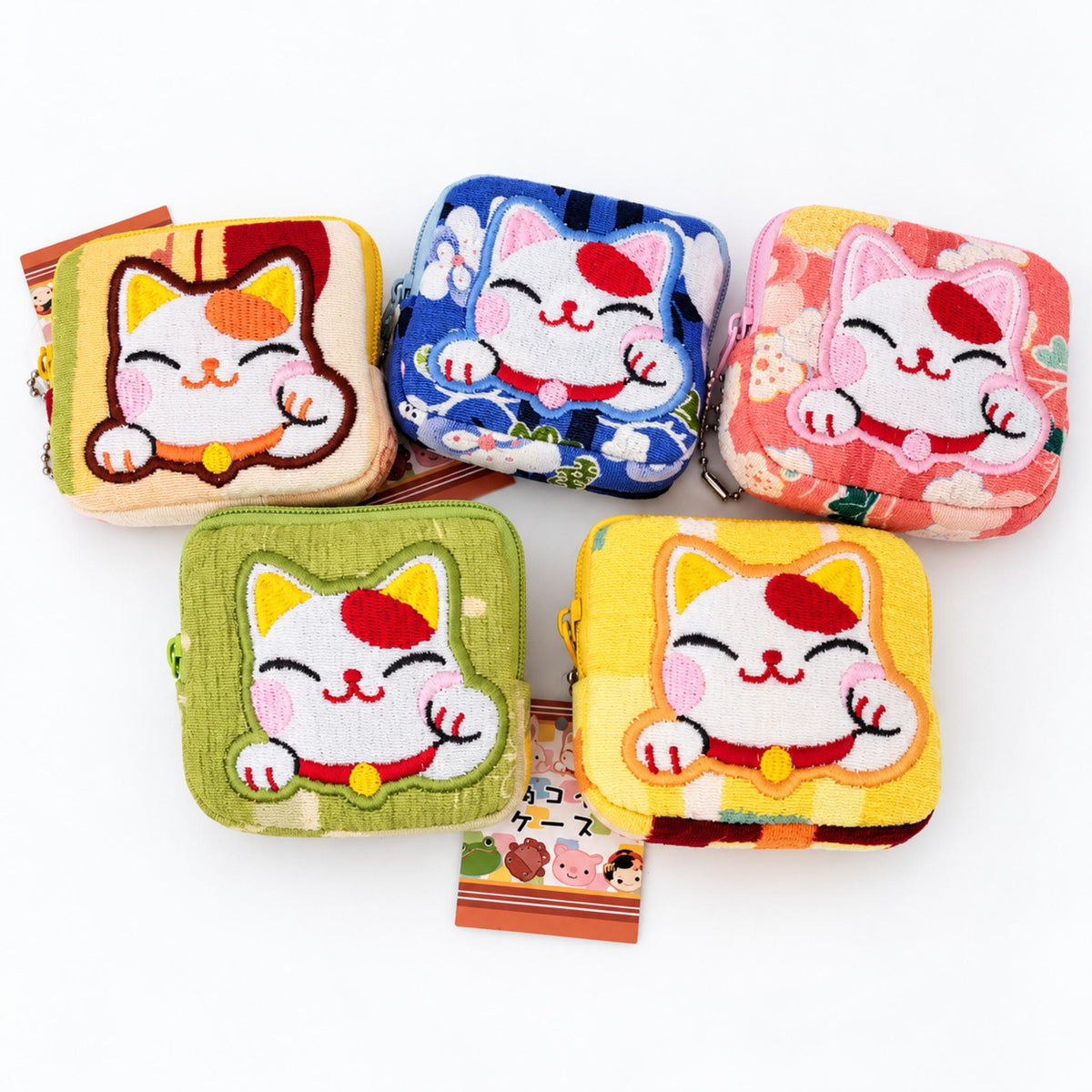 Pochette porte-monnaie Chirimen KAWAII ANIMAL japonaise 100% soie motif: Chat