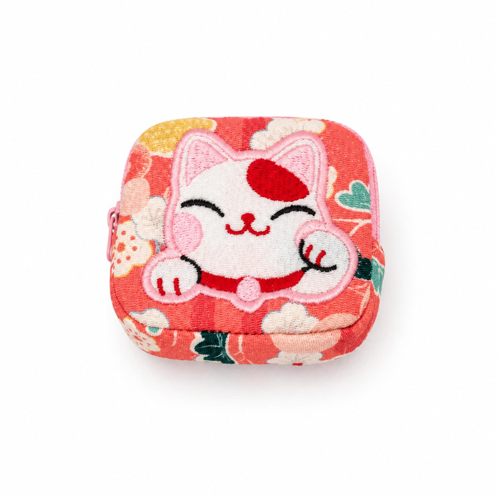 Pochette porte-monnaie Chirimen KAWAII ANIMAL japonaise 100% soie motif: Chat