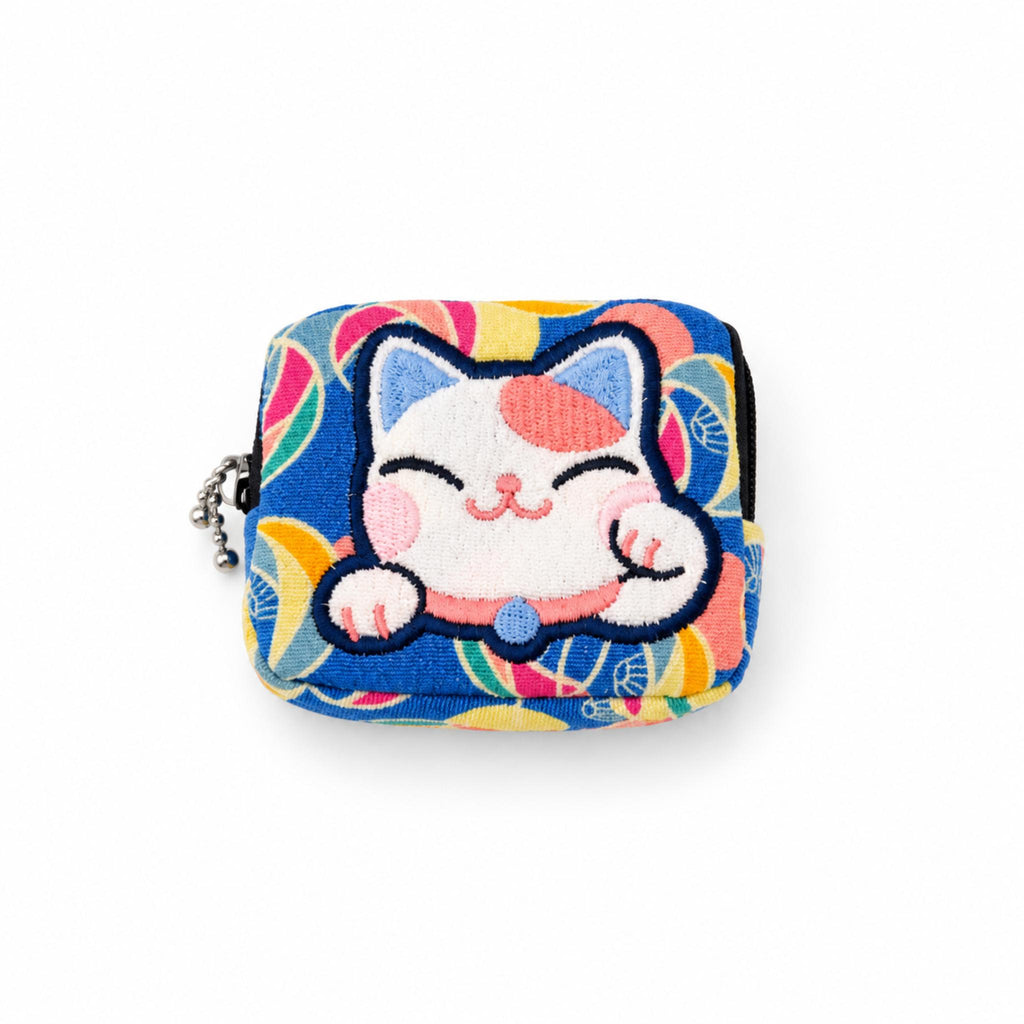 Pochette porte-monnaie Chirimen KAWAII ANIMAL japonaise 100% soie motif: Chat