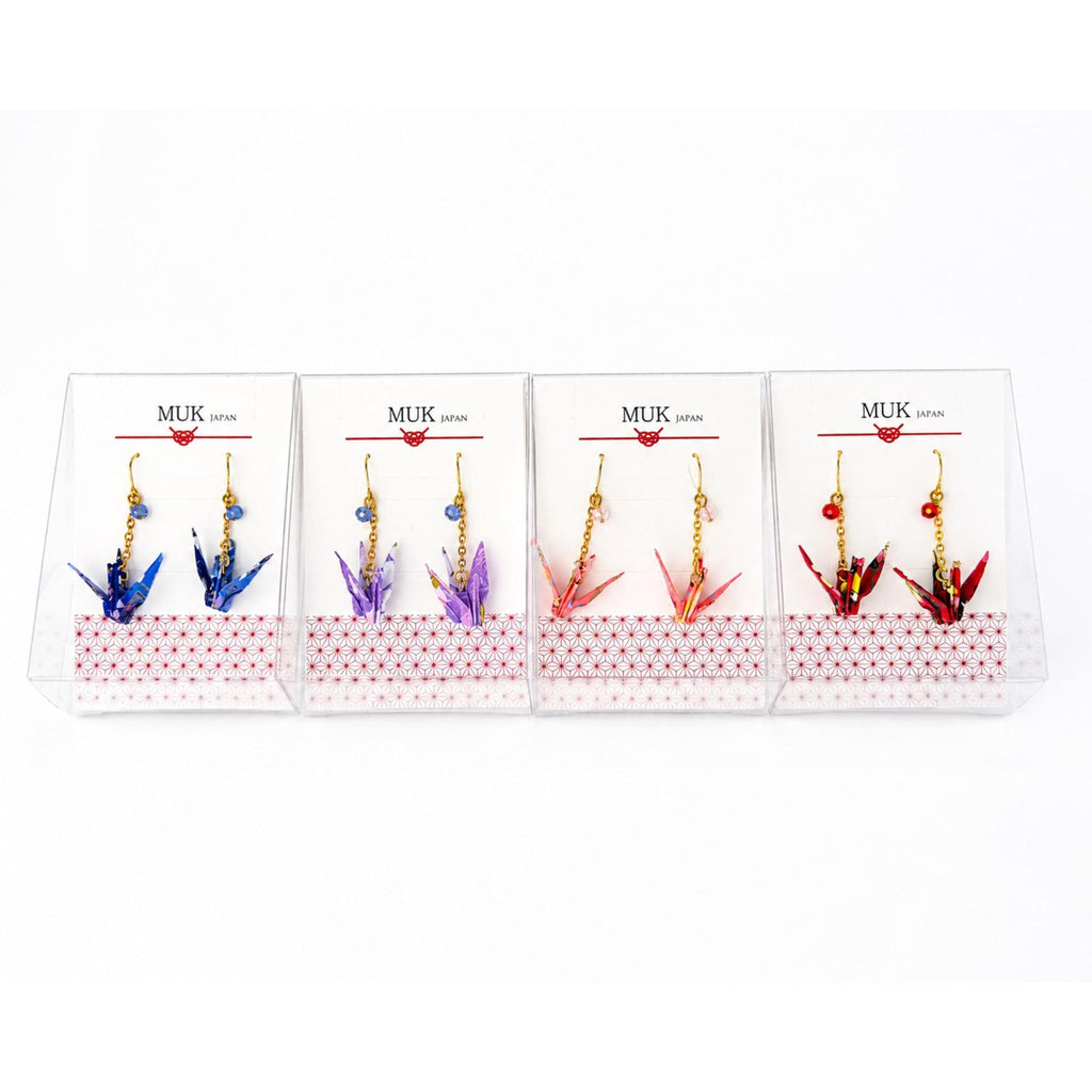 Boucle d'oreille japonaise Origami Tsuru Grue MUK    LOT de 3