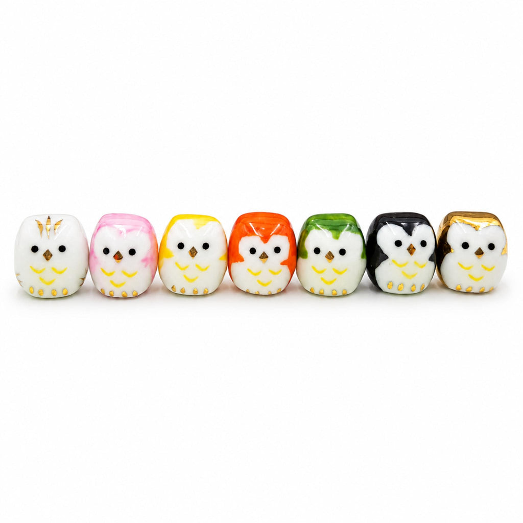 Lot de 70 petits porte-bonheur en céramique – Hiboux