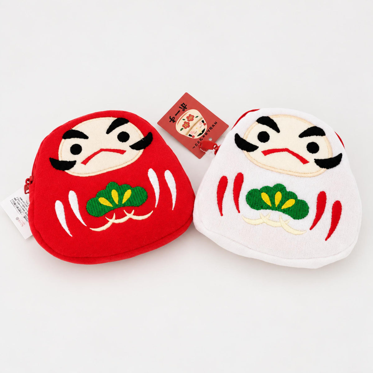 Pochette Chirimen KAWAII ANIMAL japonaise 100% soie motif: Daruma LOT de 5