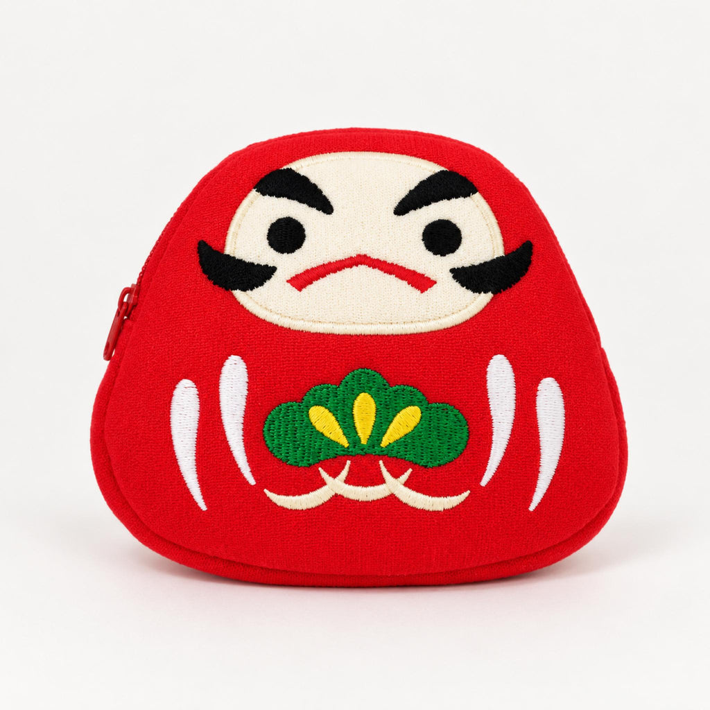 Pochette Chirimen KAWAII ANIMAL japonaise 100% soie motif: Daruma LOT de 5