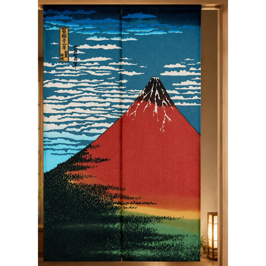 Noren Japanese door curtains with Mount Fuji pattern