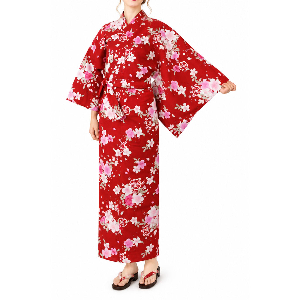 Yukata femme –  Kimono japonais coton – Fleurs de cerisier - Lot de 2