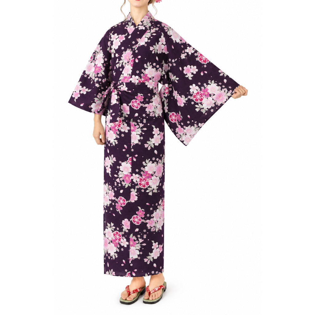 Yukata femme –  Kimono japonais coton – Fleurs de cerisier - Lot de 2