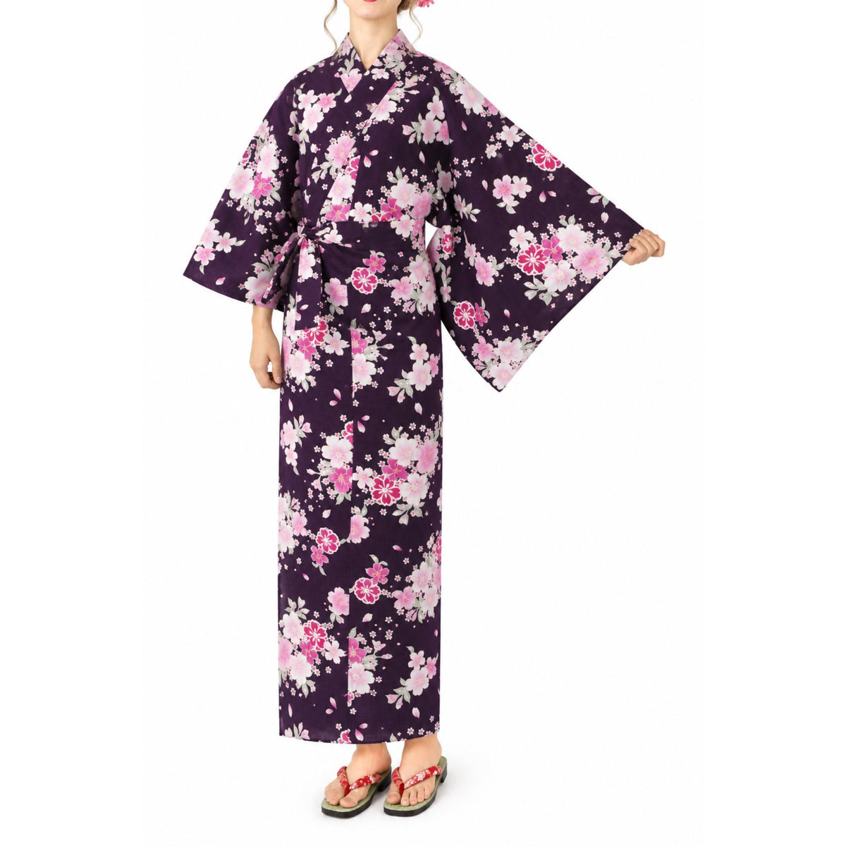 Yukata femme –  Kimono japonais coton – Fleurs de cerisier - Lot de 2