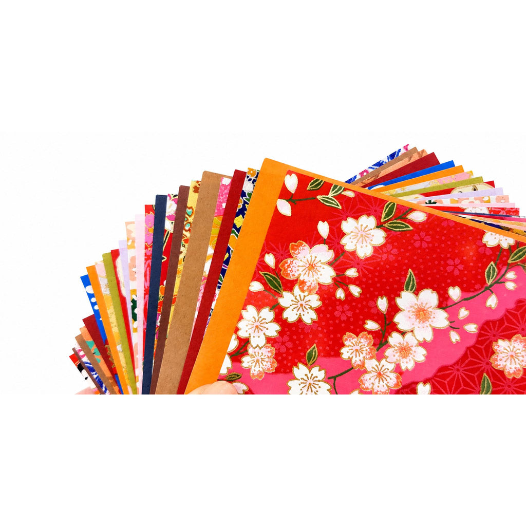Lot bloc 40 feuilles de papier japonais de Kyoto pour pliage origami - LOT3