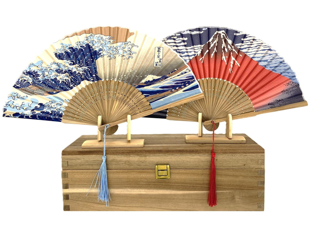 Eventail Japonais Motifs Dessin Hokusai Lot 3