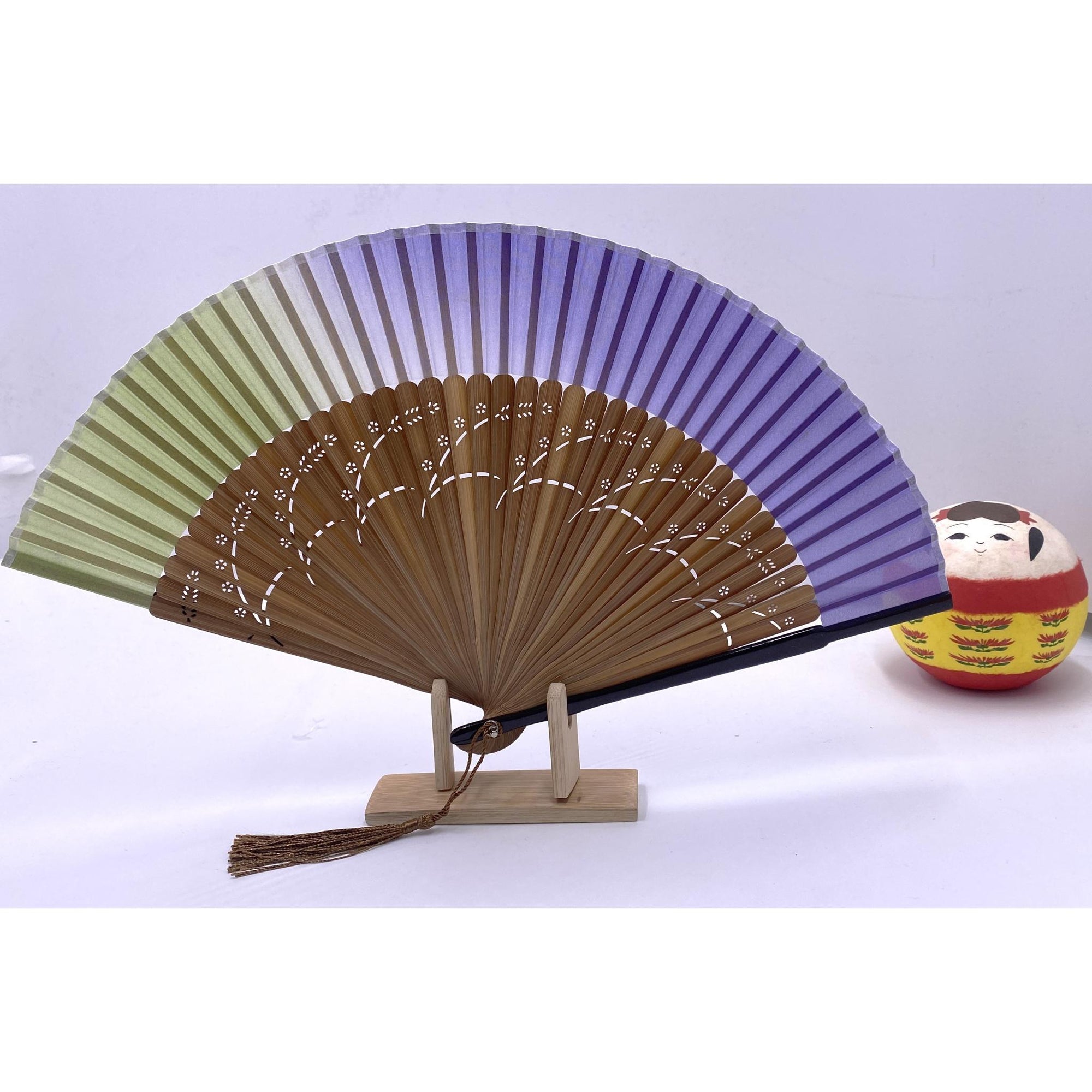 Eventails de luxe avec couleurs dégradé et motifs japonais Lot de 3