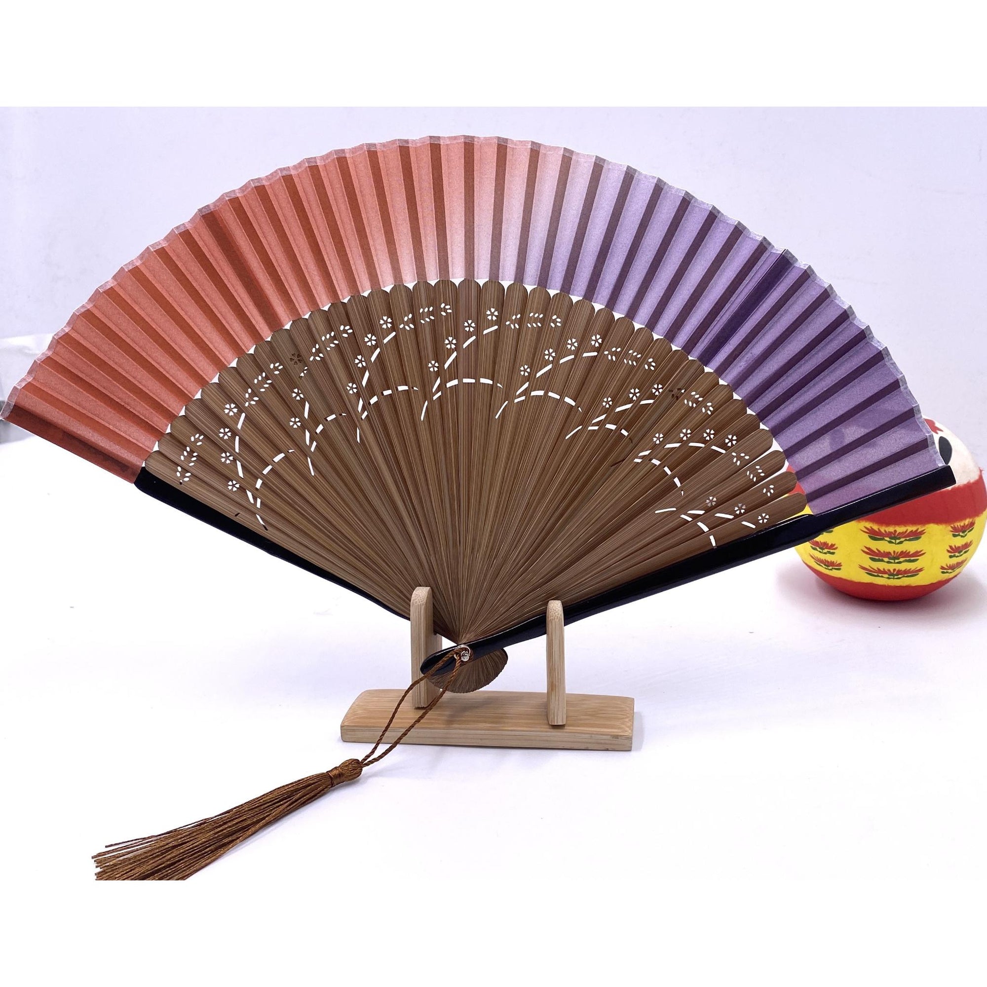 Eventails de luxe avec couleurs dégradé et motifs japonais Lot de 3