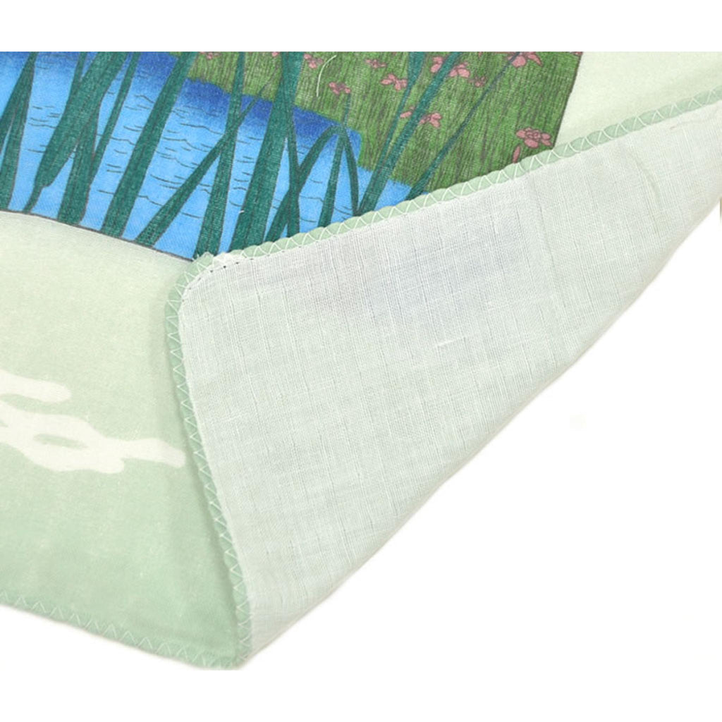 Tenugui serviette japonaise 100% coton imprimé Carpe Koi et fleurs