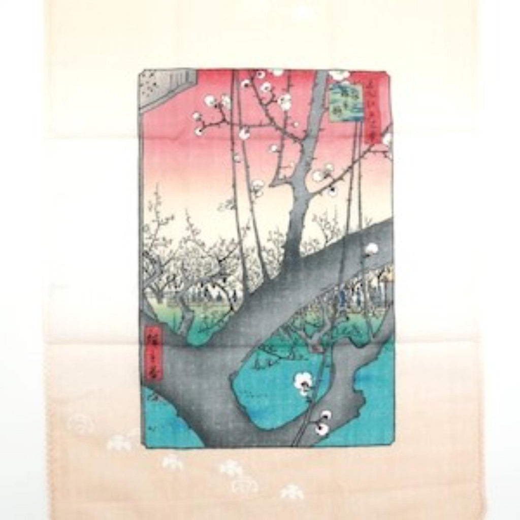 Tenugui serviette japonaise 100% coton imprimé avec reproduction d'estampes Chat & Mont Fuji de l'artiste japonais Utagawa Hiroshige