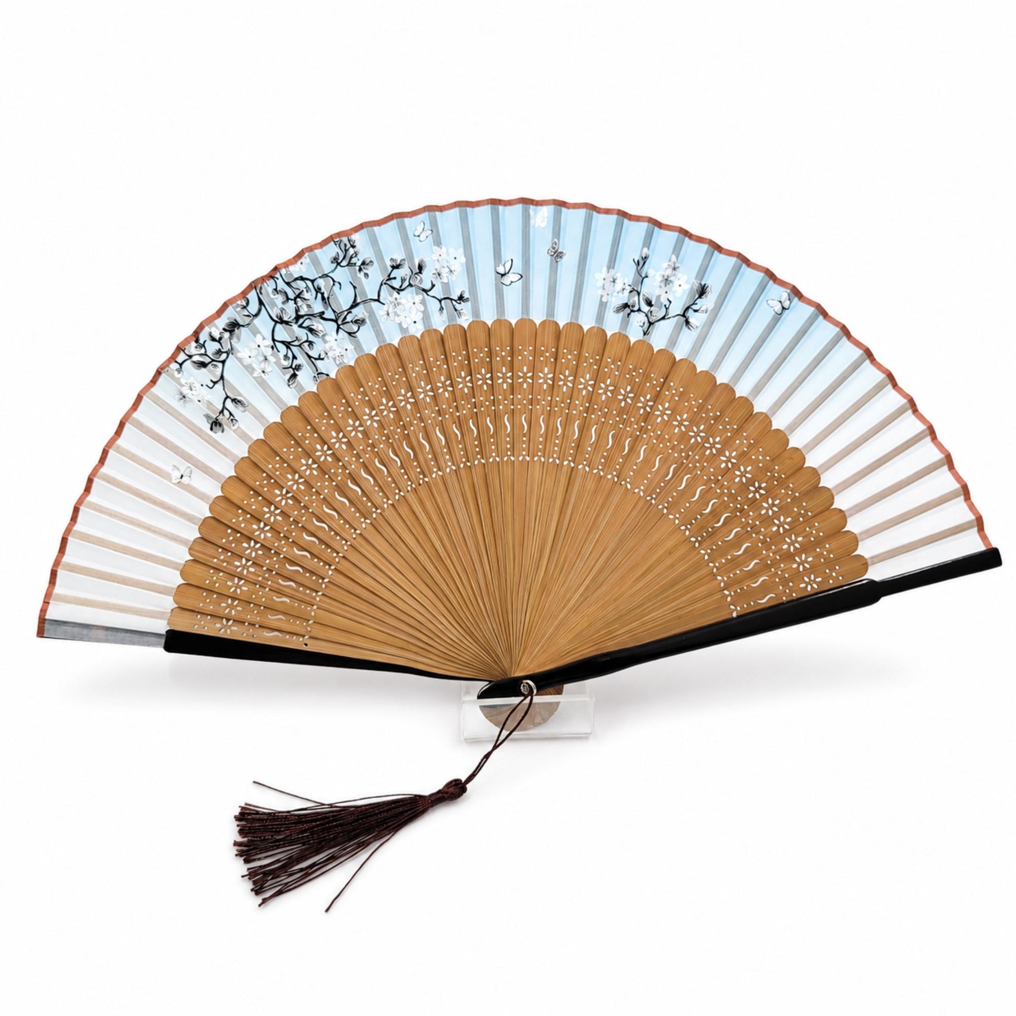 Eventails de luxe avec motifs sakura et papillon Lot de 3