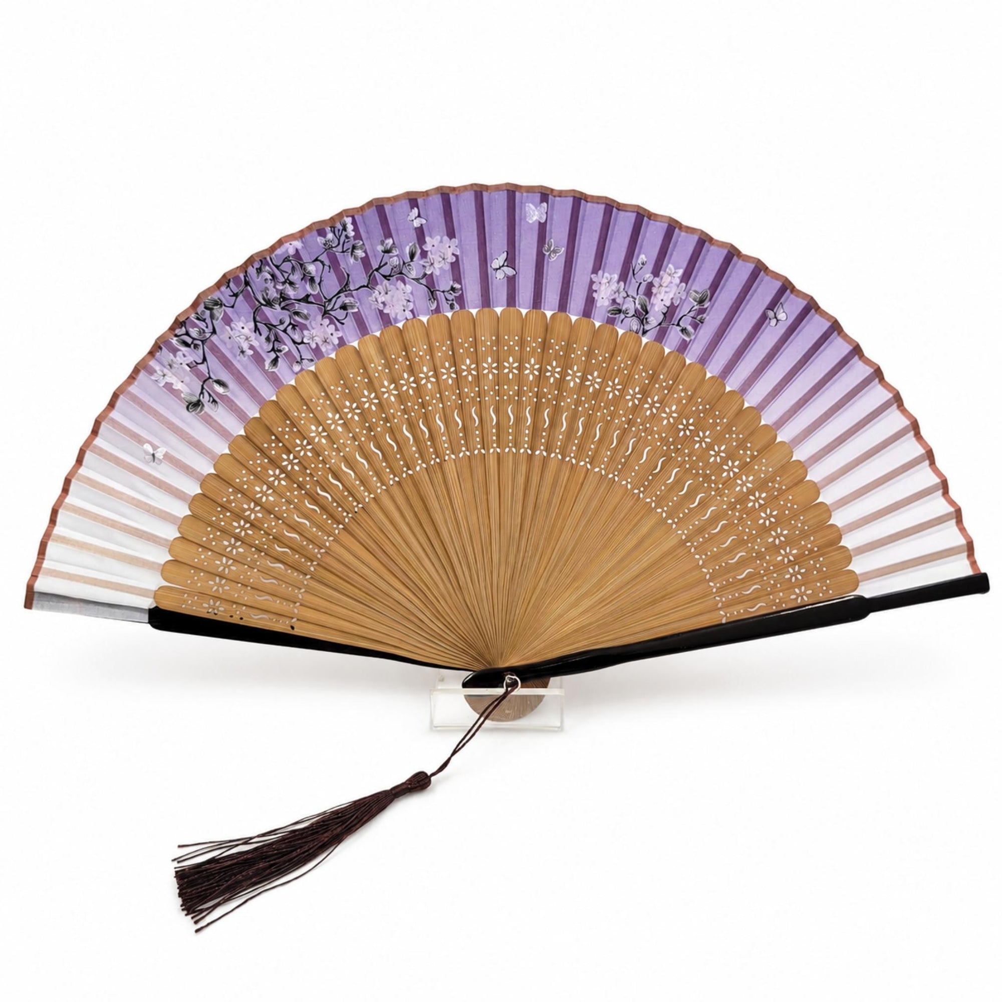 Eventails de luxe avec motifs sakura et papillon Lot de 3