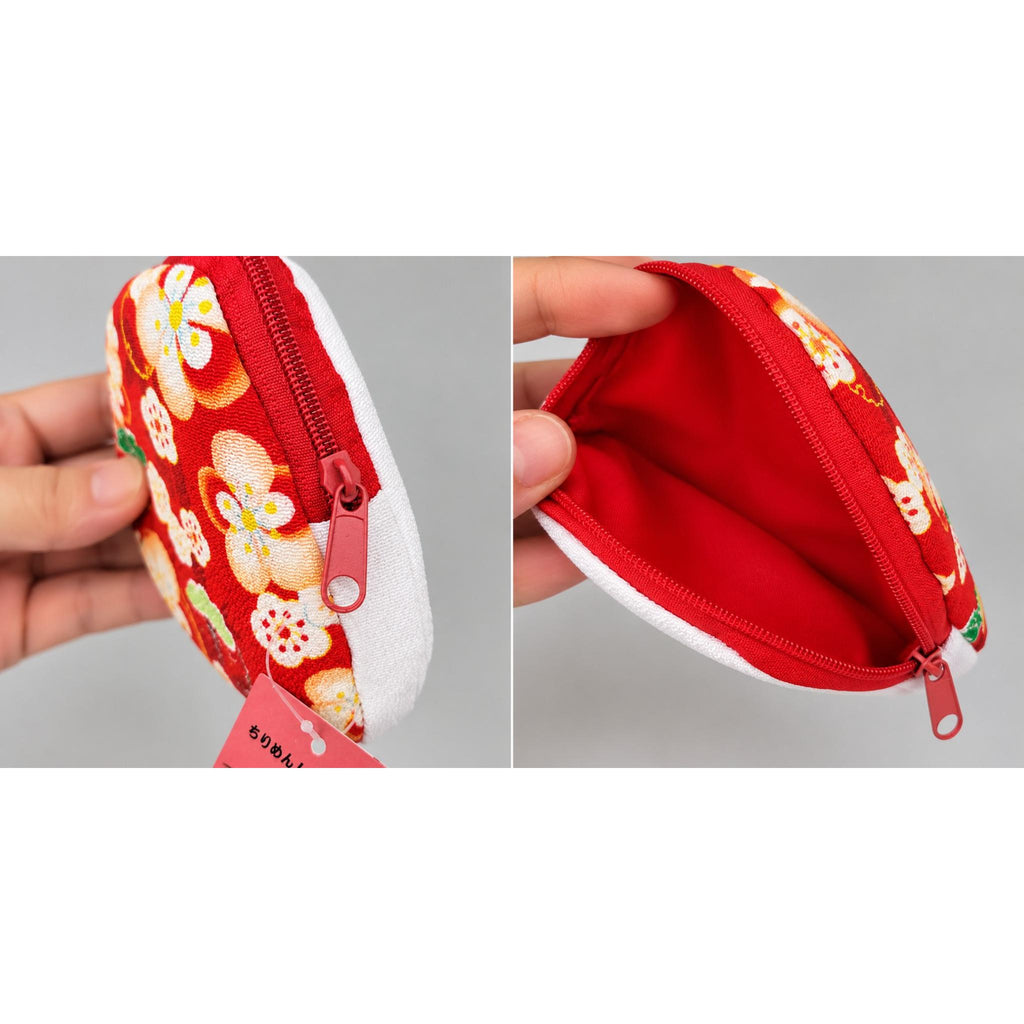Pochette Chirimen KAWAII ANIMAL japonaise 100% soie motif: Daruma LOT de 5
